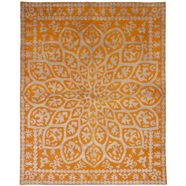 eCarpetGallery Hand-knotted La Seda Orange Rug - 7'4 x 9'4
