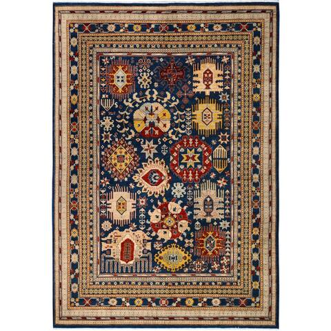 Kafkaz Peshawar Von Blue/Lt. Blue Hand-Knotted Rug (8'8 x 11'9) - 8 ft. 8 in. x 11 ft. 9 in. - 8 ft. 8 in. x 11 ft. 9 in.