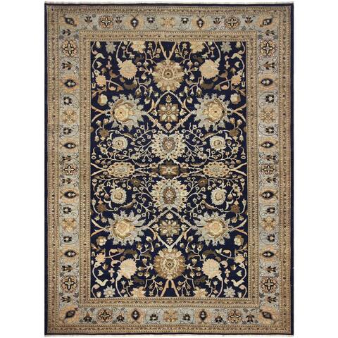 Kafkaz Sun-Faded Laine Blue/Lt. Blue Hand-Knotted Rug (9'4 x 12'6) - 9 ft. 4 in. x 12 ft. 6 in. - 9 ft. 4 in. x 12 ft. 6 in.