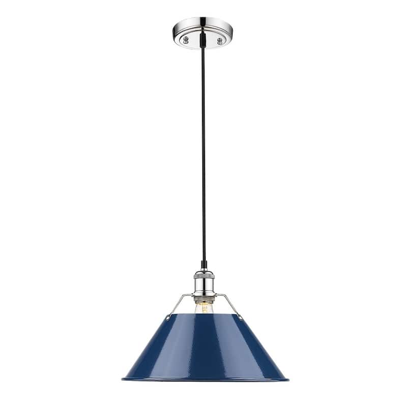 Orwell CH 1 Light Pendant - 14" in Chrome with Navy Blue Shade
