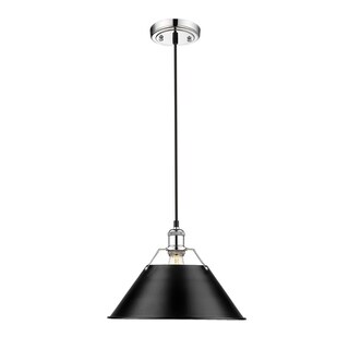 Orwell CH 1 Light Pendant - 14" in Chrome with Black Shade