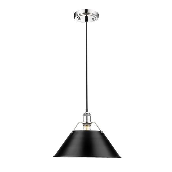 slide 2 of 3, Orwell CH 1 Light Pendant - 14" in Chrome with Black Shade