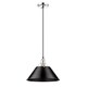 preview thumbnail 2 of 1, Orwell CH 1 Light Pendant - 14" in Chrome with Black Shade