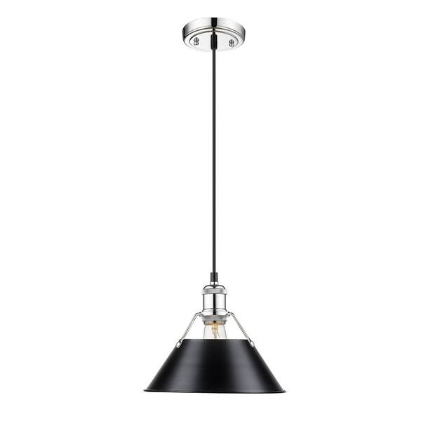 slide 2 of 3, Orwell CH 1 Light Pendant - 10" in Chrome with Black Shade