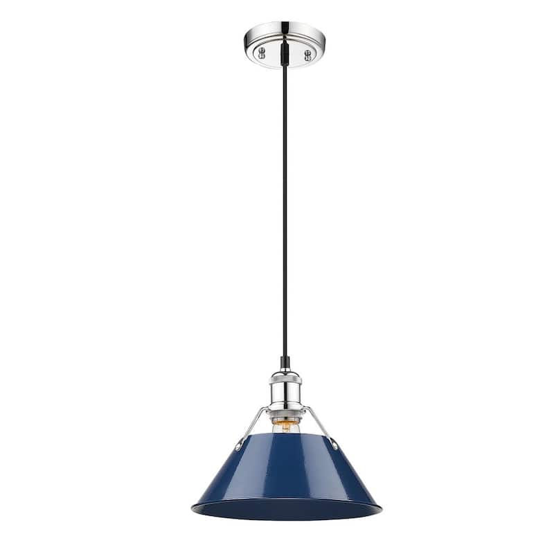 Orwell CH 1 Light Pendant - 10" in Chrome with Navy Blue Shade