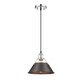 preview thumbnail 2 of 1, Orwell CH 1 Light Pendant - 10" in Chrome with Rubbed Bronze Shade