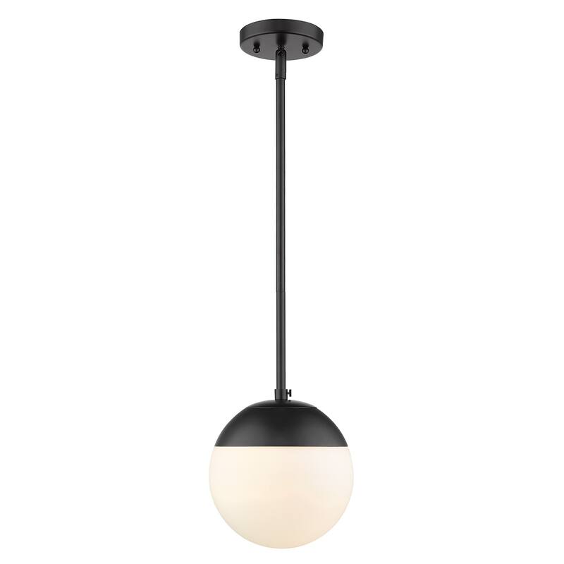 Dixon Mini Pendant in Aged Brass with Opal Glass and Aged Brass Cap - black with black cap and opal glass