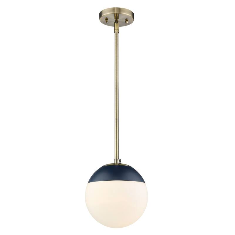 Dixon Mini Pendant in Aged Brass with Opal Glass and Aged Brass Cap