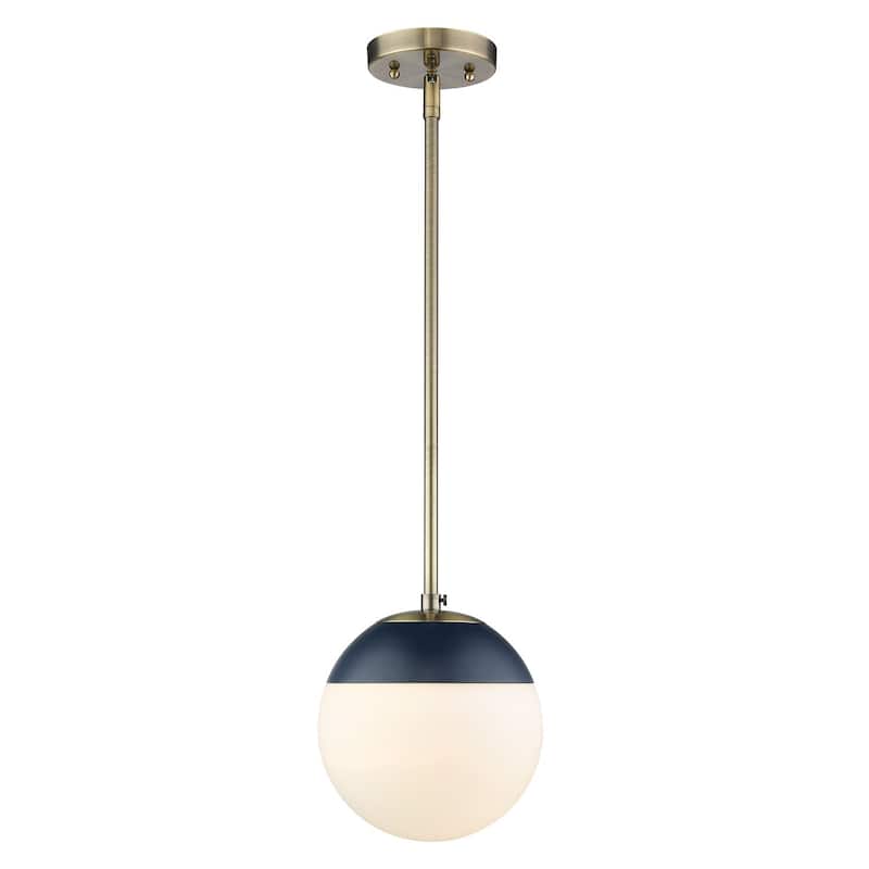 Dixon Mini Pendant in Aged Brass with Opal Glass and Aged Brass Cap