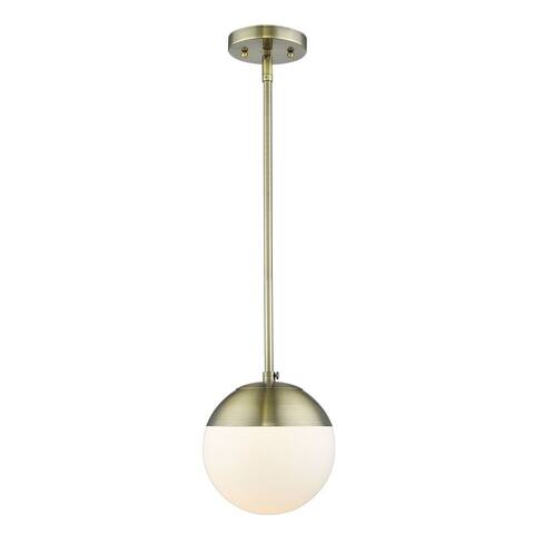 Dixon Mini Pendant in Aged Brass with Opal Glass and Aged Brass Cap