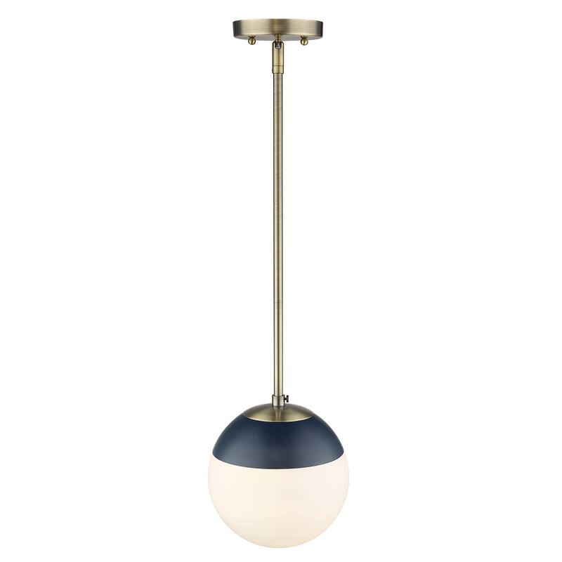 Dixon Mini Pendant in Aged Brass with Opal Glass and Aged Brass Cap
