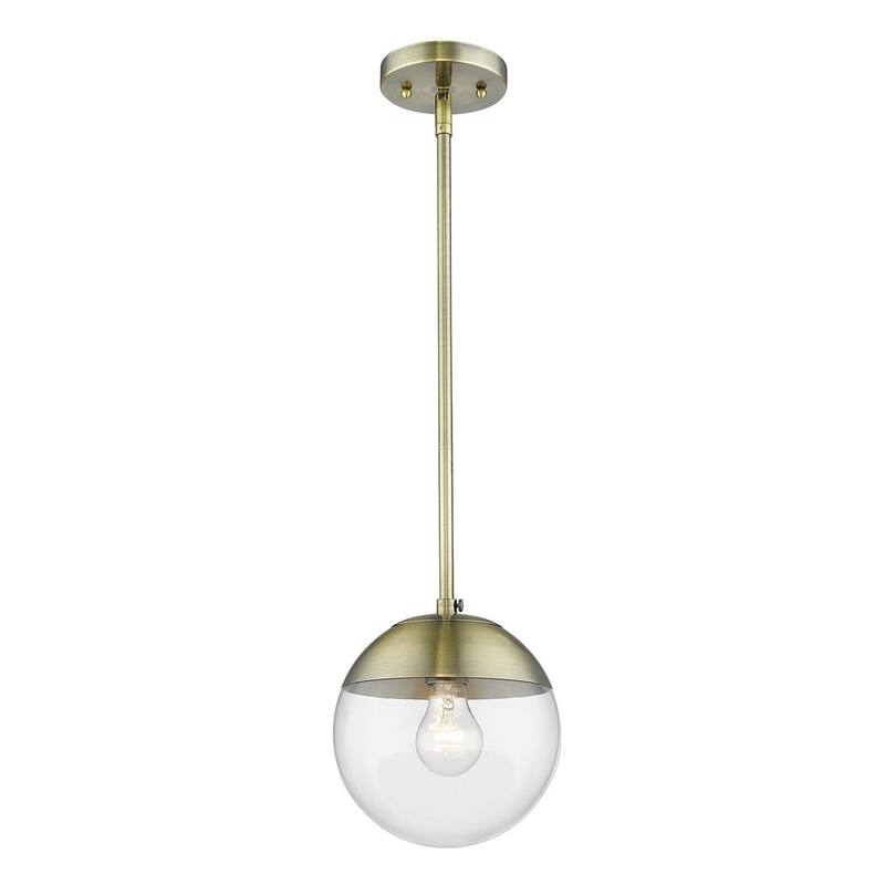 Dixon Mini Pendant in Aged Brass with Clear Glass and Aged Brass Cap