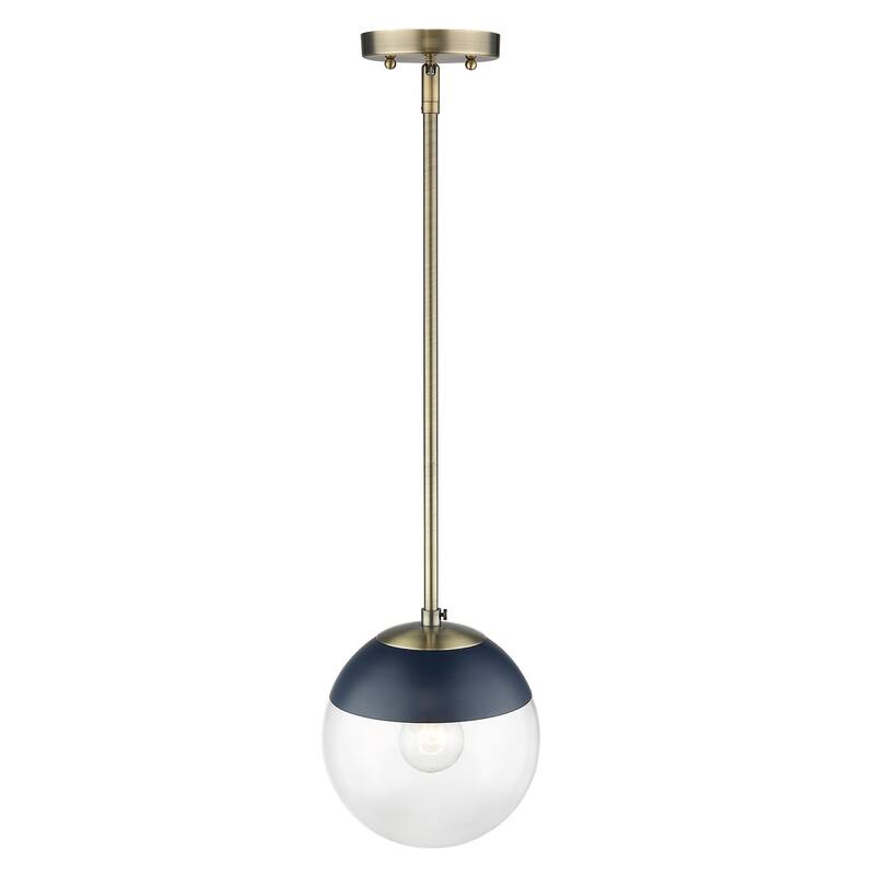 Dixon Mini Pendant in Aged Brass with Clear Glass and Aged Brass Cap