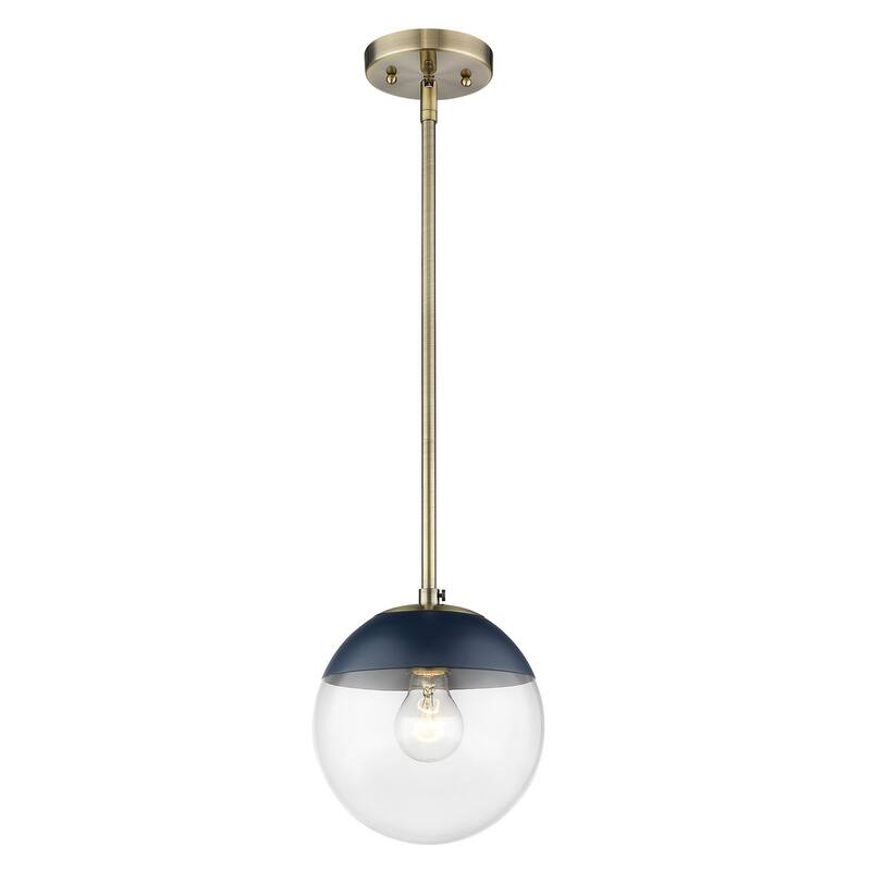 Dixon Mini Pendant in Aged Brass with Clear Glass and Aged Brass Cap