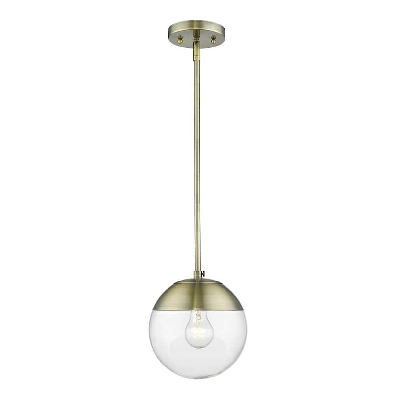 Dixon Mini Pendant in Aged Brass with Clear Glass and Aged Brass Cap