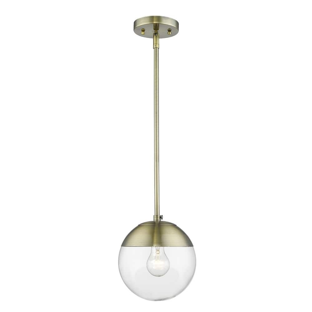 Dixon Mini Pendant in Aged Brass with Clear Glass and Aged Brass Cap