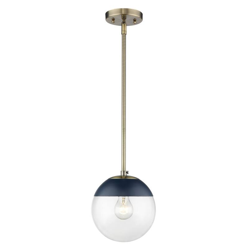 Dixon Mini Pendant in Aged Brass with Clear Glass and Aged Brass Cap