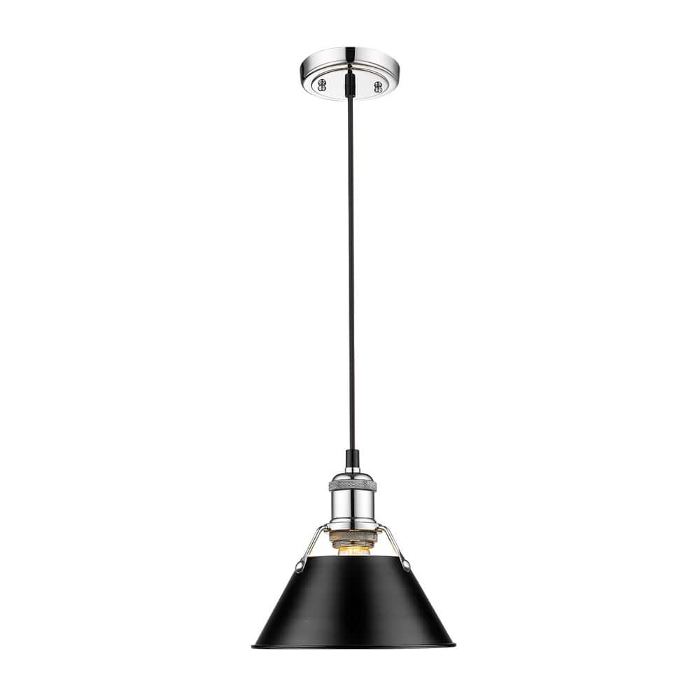 Orwell CH Mini Pendant - 7" in Chrome with Black Shade