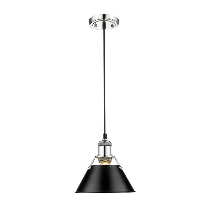 Orwell CH Mini Pendant - 7" in Chrome with Black Shade