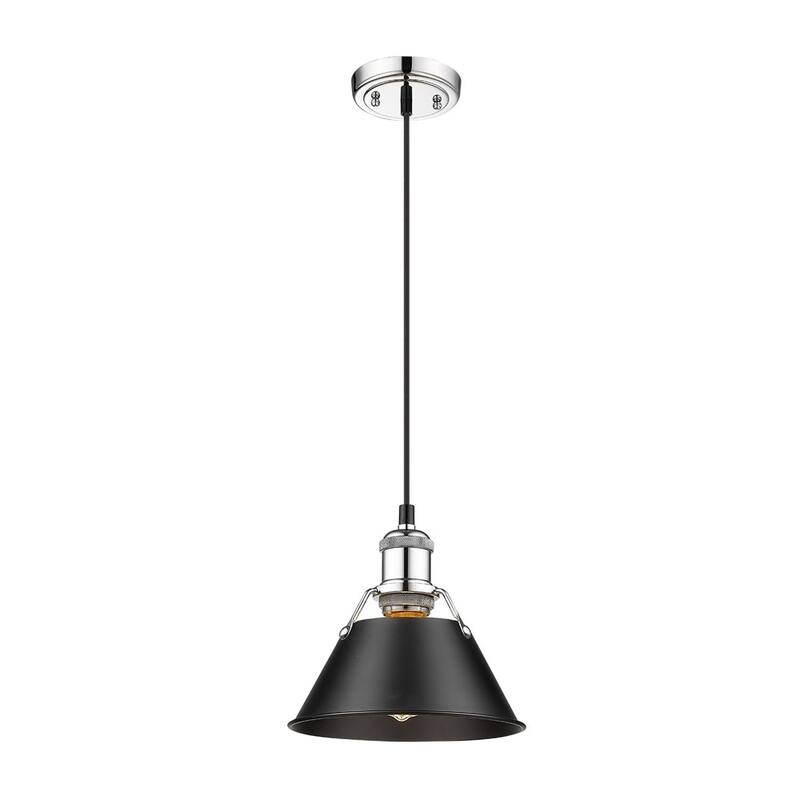 Orwell CH Mini Pendant - 7" in Chrome with Black Shade