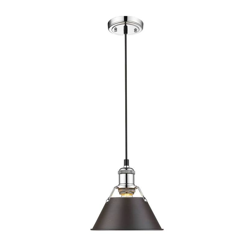 Orwell CH Mini Pendant - 7" in Chrome with Rubbed Bronze Shade