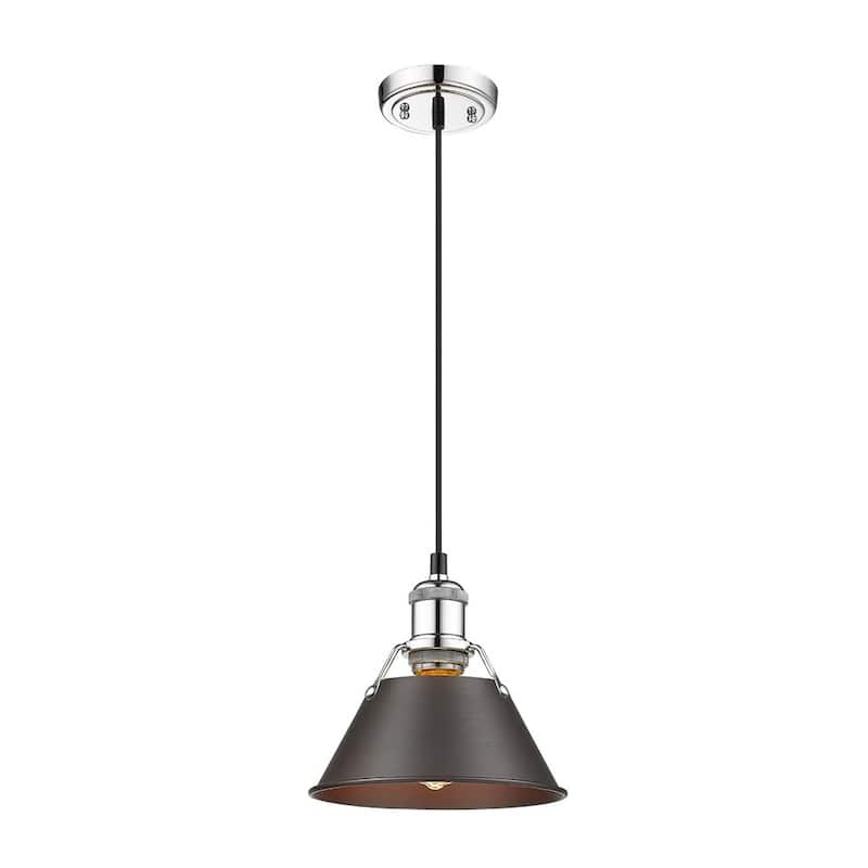 Orwell CH Mini Pendant - 7" in Chrome with Rubbed Bronze Shade