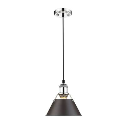 Orwell CH Mini Pendant - 7" in Chrome with Rubbed Bronze Shade