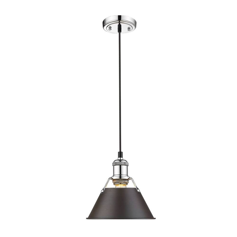 Orwell CH Mini Pendant - 7" in Chrome with Rubbed Bronze Shade