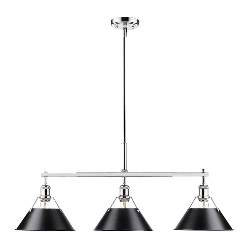 Orwell CH Linear Pendant in Chrome with Black Shade