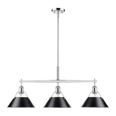 Orwell CH Linear Pendant in Chrome with Black Shade