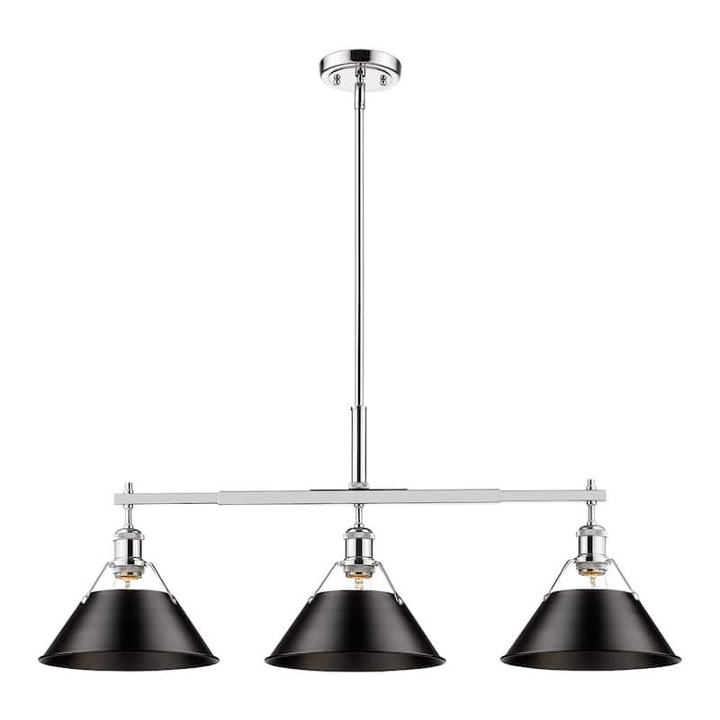 Orwell CH Linear Pendant in Chrome with Black Shade