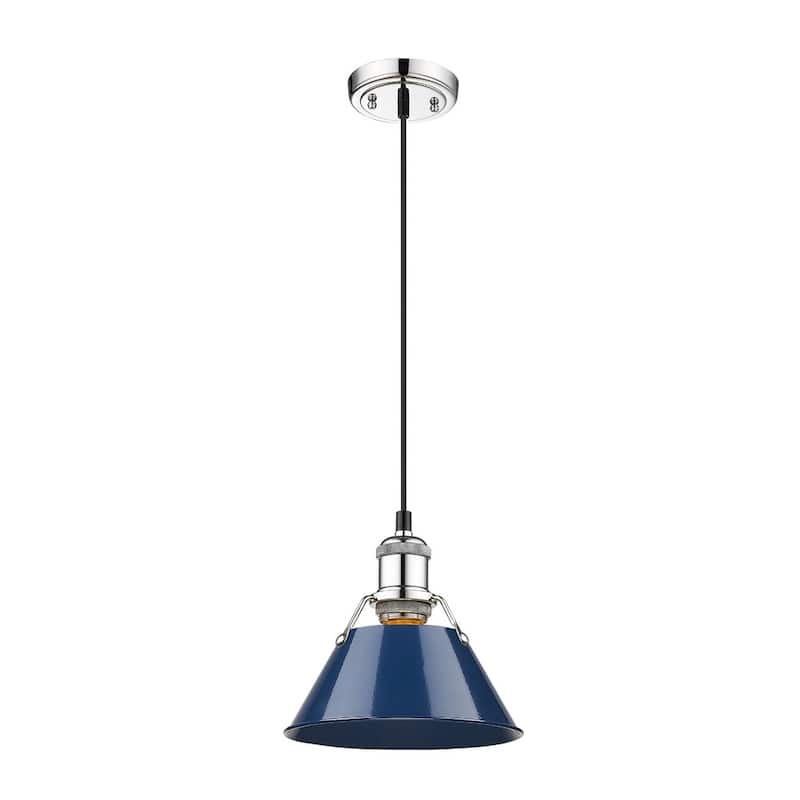 Orwell CH Mini Pendant - 7" in Chrome with Navy Blue Shade - Chrome with Navy