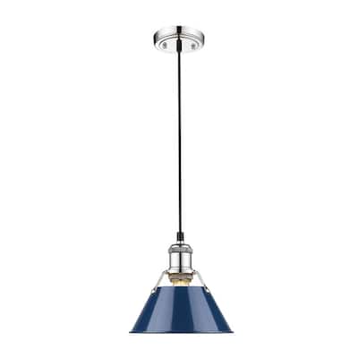 Orwell CH Mini Pendant - 7" in Chrome with Navy Blue Shade - Chrome with Navy