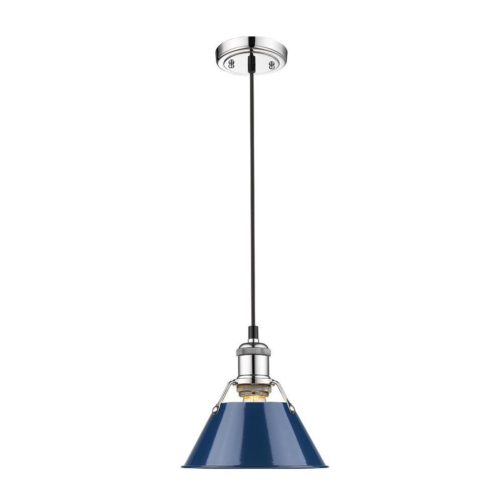 Orwell CH Mini Pendant - 7" in Chrome with Navy Blue Shade - Chrome with Navy