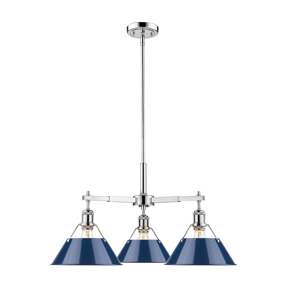 Orwell Ch 3 Light Nook Chandelier In Chrome With Navy Blue Shade