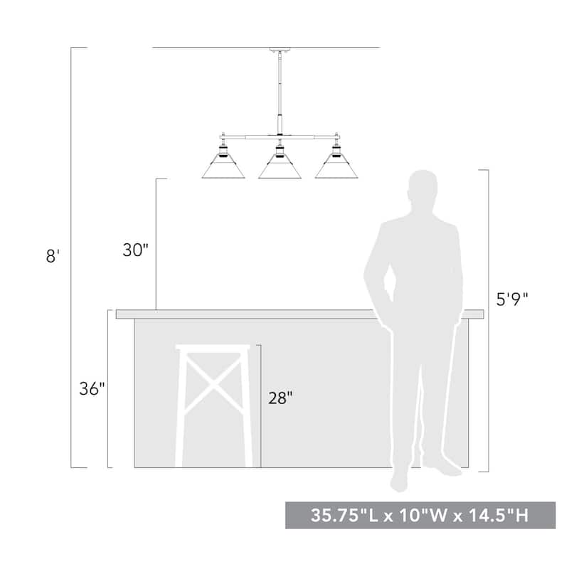 Orwell CH Linear Pendant in Chrome with Chrome Shade