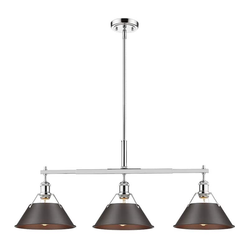 Orwell CH Linear Pendant in Chrome with Rubbed Bronze Shade