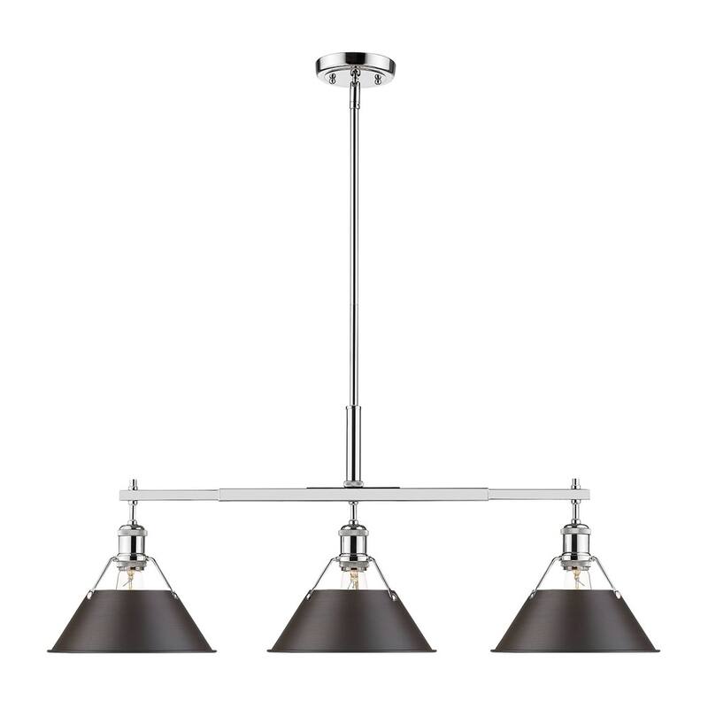 Orwell CH Linear Pendant in Chrome with Rubbed Bronze Shade