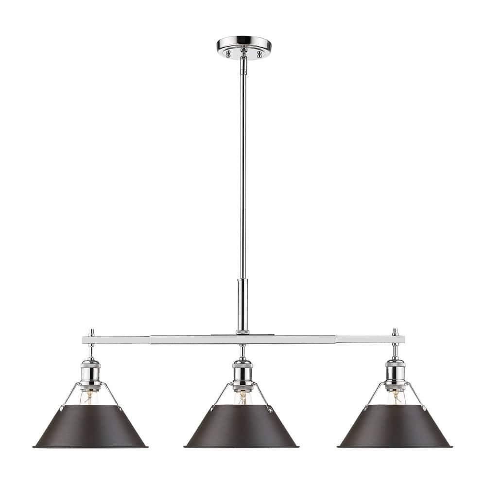 Orwell CH Linear Pendant in Chrome with Rubbed Bronze Shade