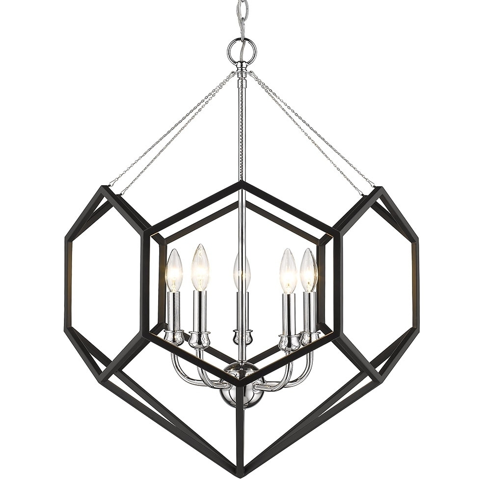 Damina 5-light Chandelier in Chrome and Black - Chandeliers For Bedrooms by Overstock.com