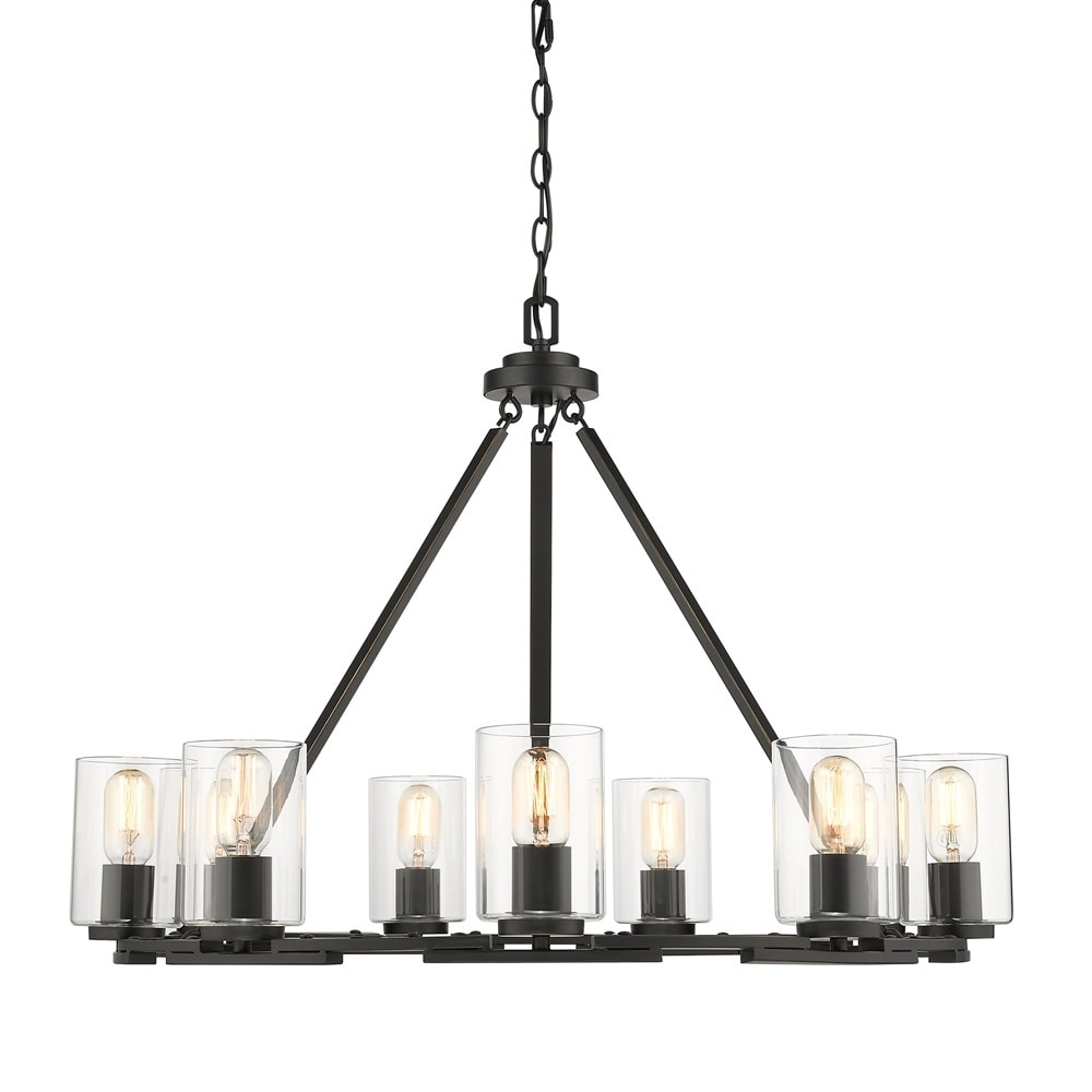 Monroe 9 Light Chandelier in Black with Clear Glass - Chandeliers For Bedrooms by Overstock.com