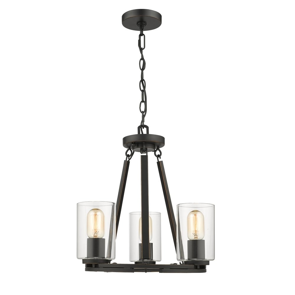 Monroe Convertible 3 Light Chandelier in Black with Clear Glass - Chandeliers For Bedrooms by Overstock.com