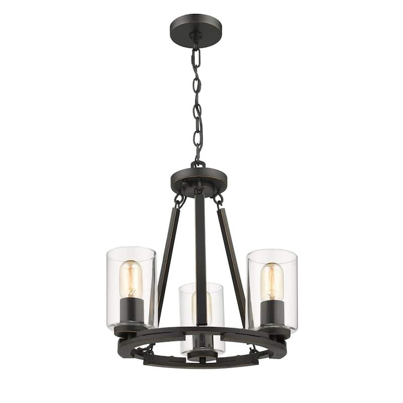 Monroe Convertible 3 Light Chandelier in Black with Clear Glass