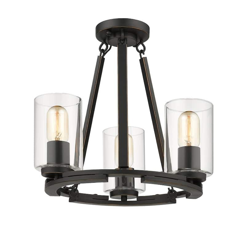 Monroe Convertible 3 Light Chandelier in Black with Clear Glass