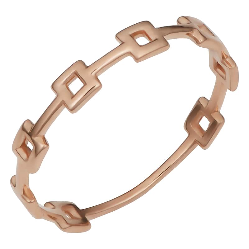 Fremada Italian 14k Gold High Polish Square Station Ring (yellow gold or rose gold) - 8 - Rose