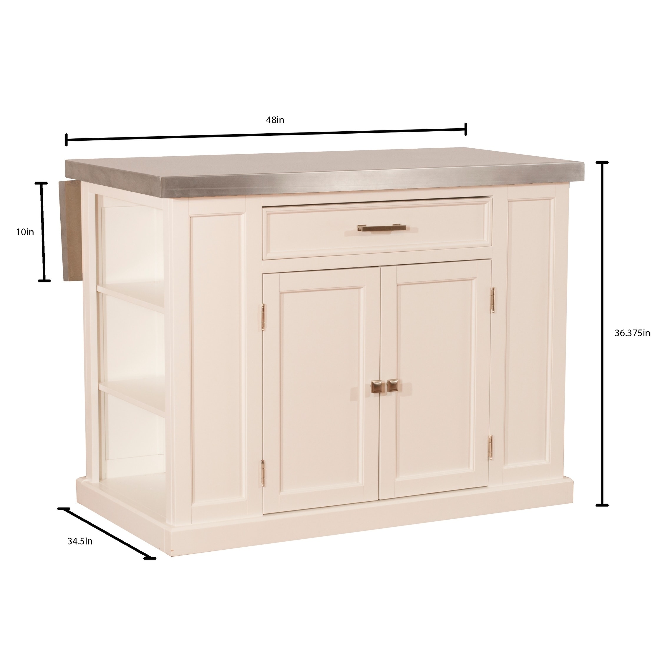 Flemington Kitchen Island In White With Stainless Steel Top By Hilale Furniture Flemington Kitchen Island In White With Stainless Steel Top By Hilale Furniture