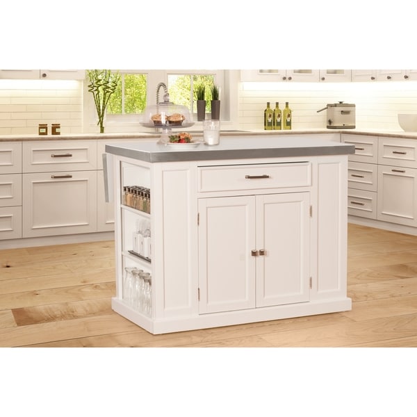 Shop Flemington Kitchen Island in White with Stainless ...