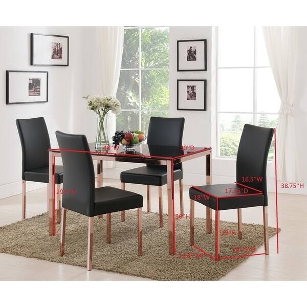 Rose Copper Metal Frame Black Faux Leather Kitchen Dining Rose Copper Metal Frame Black