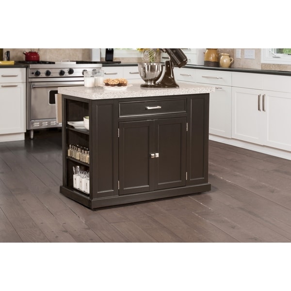 Shop Flemington Kitchen Island In Black With Granite Finish Wood Top By Hillsdale Furniture Overstock 21904563