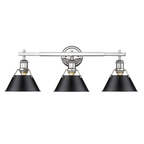 slide 2 of 3, Orwell CH 3 Light Bath Vanity in Chrome with Black Shade
